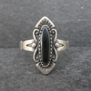 Vintage Southwestern Sterling Hematite Ring Size 6